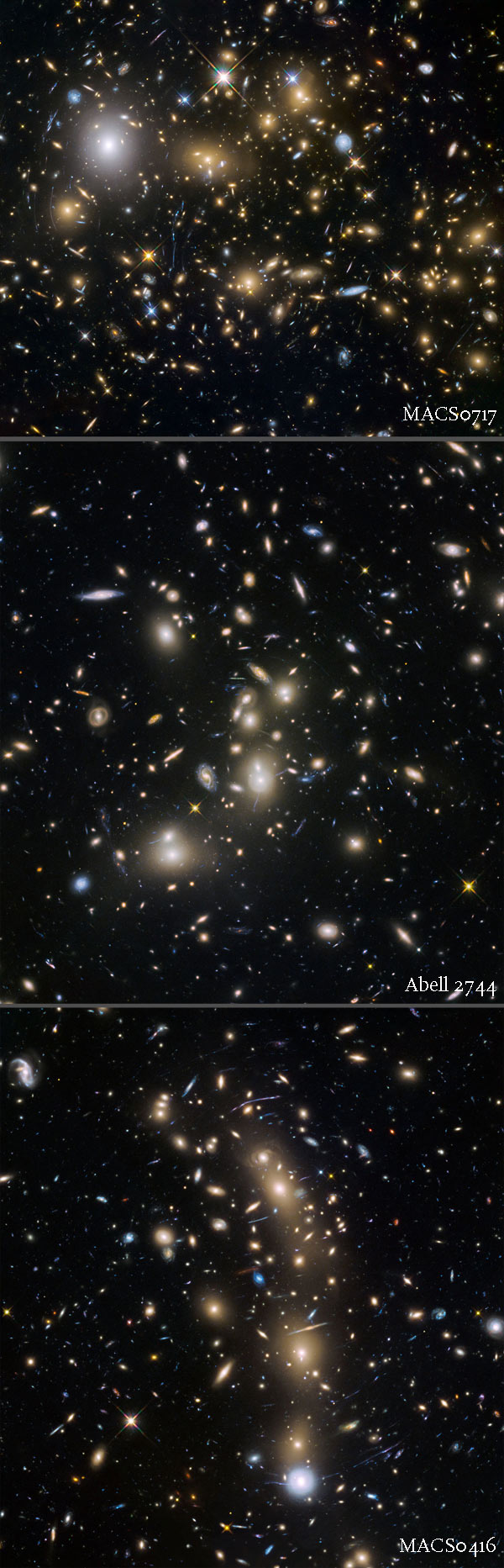 three galaxy clusters