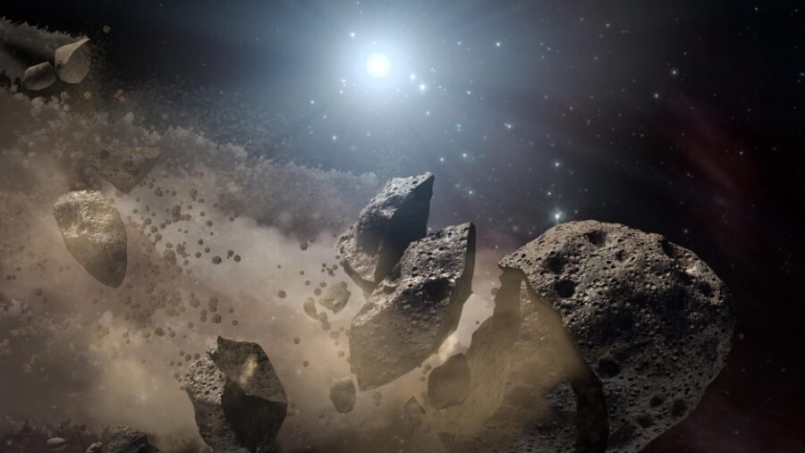 Asteroid breaking apart