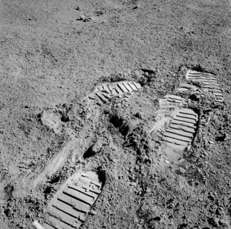 footprints in grey dust