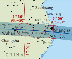 Eclipse map for eastern China