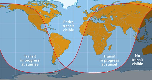 2016 Mercury transit visibility map