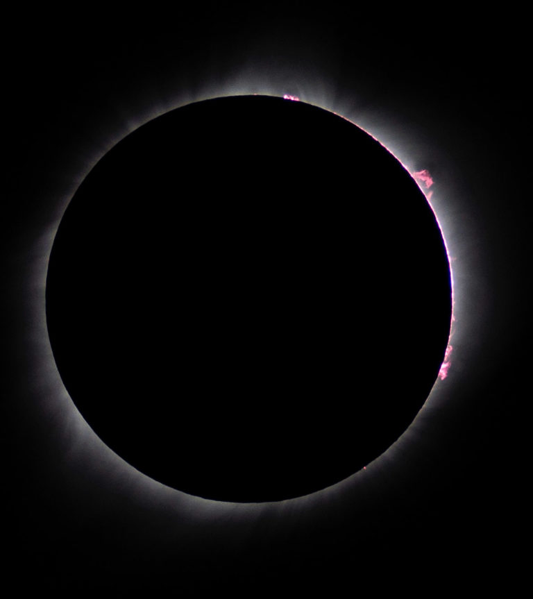 Inner Corona & solar prominences Solar Eclipse August 21 2017 Sky