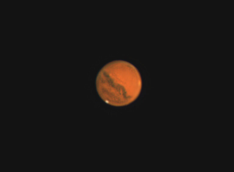 Mars on 20201027 0829 UT with Olympus Mons Sky & Telescope Sky