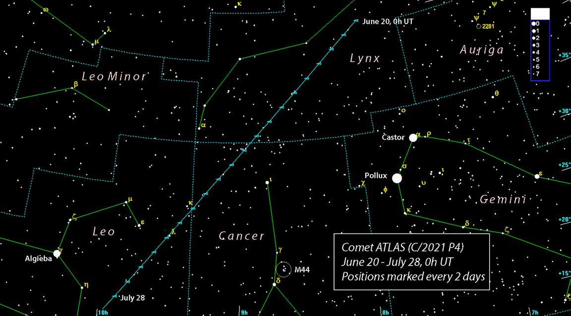 Comet ATLAS (C/2021 P4) map