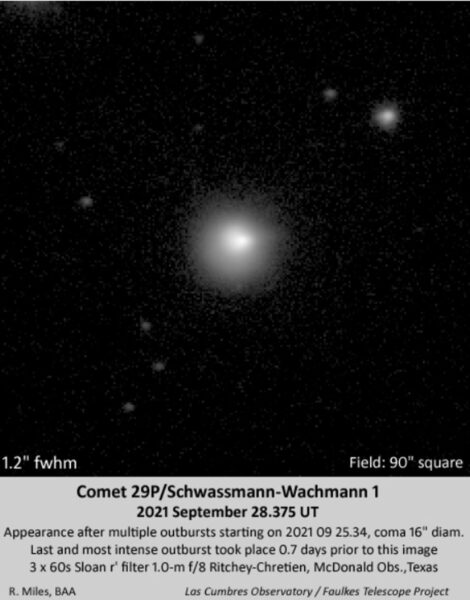 Comet 29P close-up on September 28, 2021