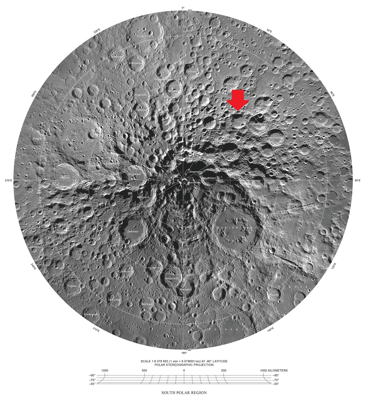 Composite of lunar south pole