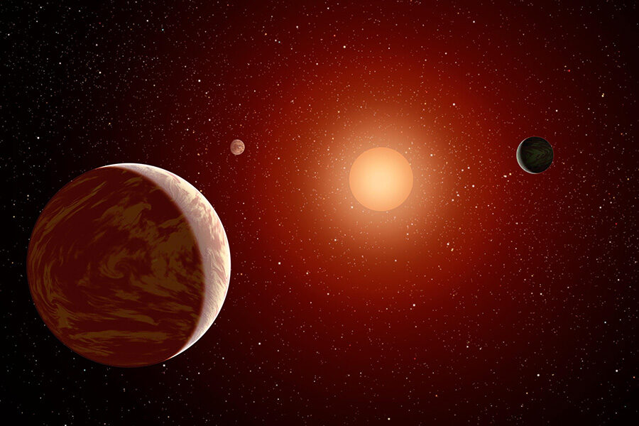 Giant planets around a small, red-colored star