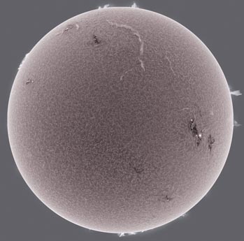 Sun's disk in H-alpha light