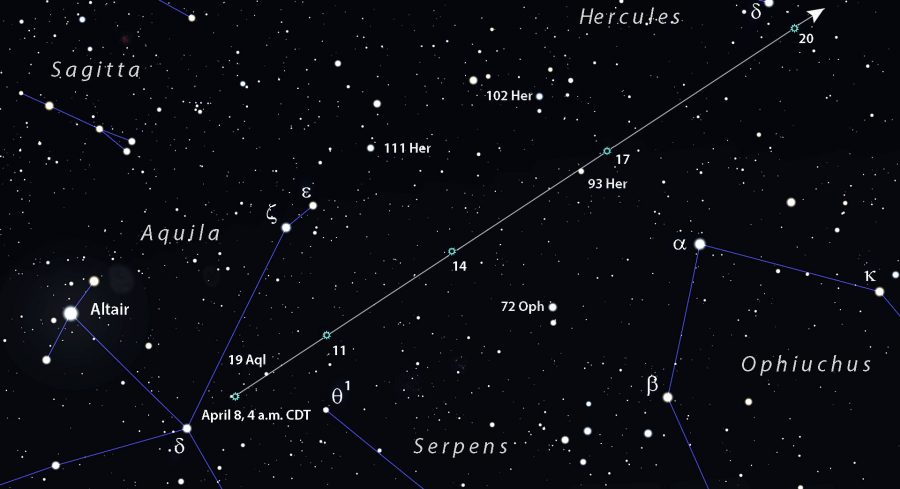 Comet ATLAS finder chart April 8 to 20