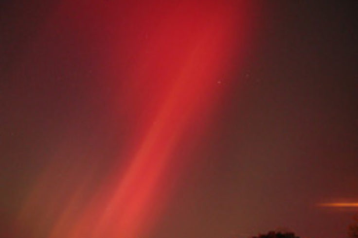 Aurora over Boston suburb
