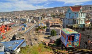 "Funicular" rail car in Valparaiso