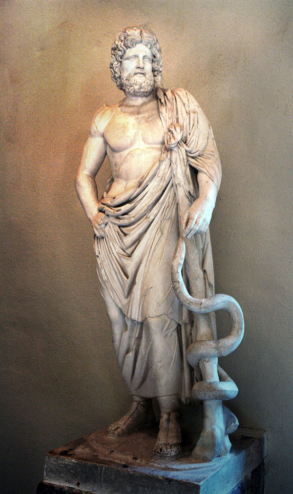 Statue of Asclepius with the snake