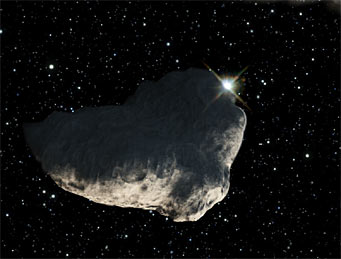 Asteroid occulting a star: artist's concept