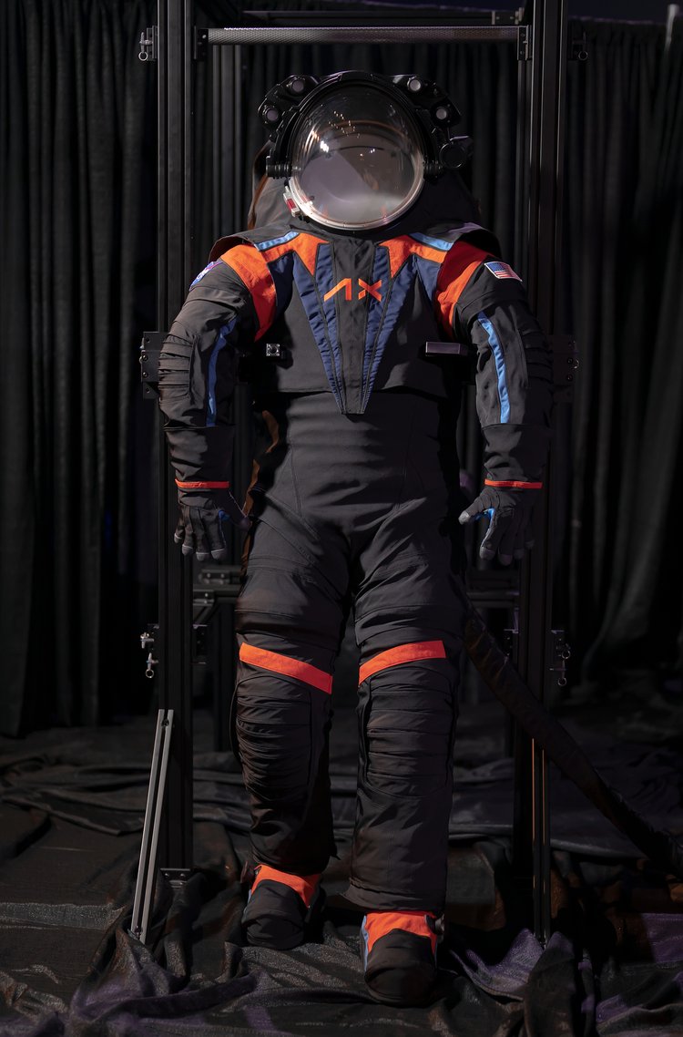 Axiom Space Suit, black with orange and blue stripes