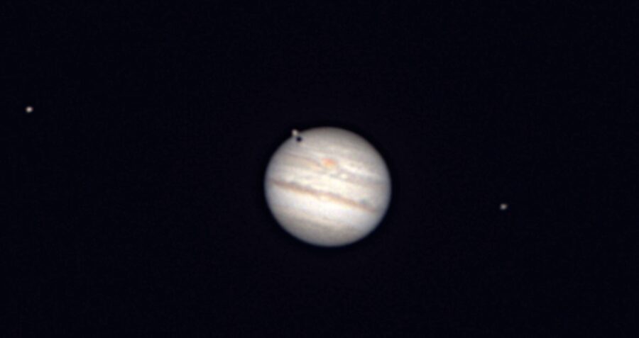 Jupiter with Ganymede and shadow in transit - Sky & Telescope - Sky ...