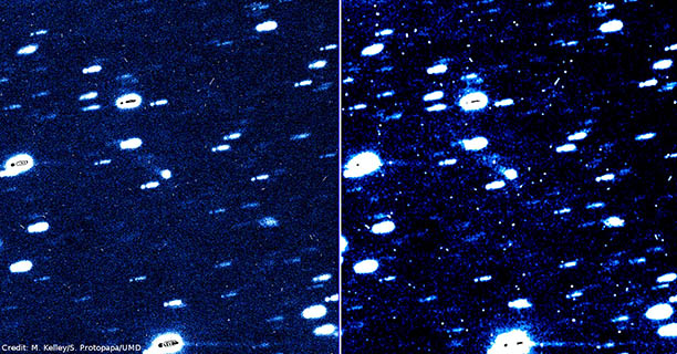 Images by Michael S. P. Kelley and Silvia Protopapa (UMD) confirming Matthew Knight's initial discovery of a cometary tail behind 