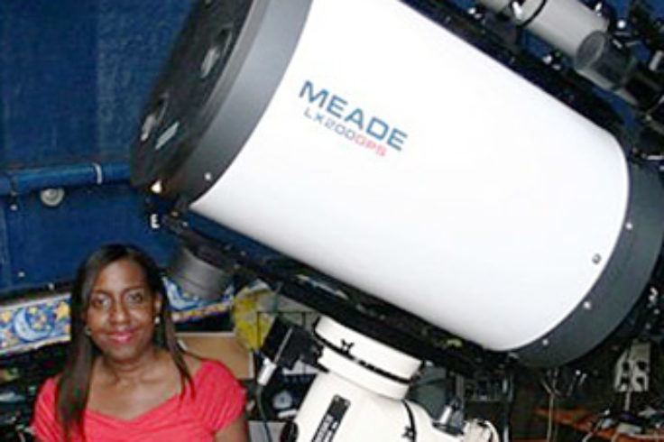 Discoverer Barbara Harris with her scope