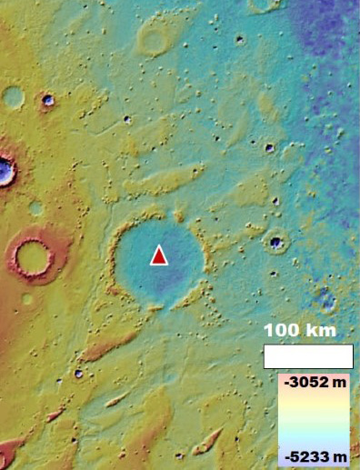 Topography map of Pohl Crater and surroundings