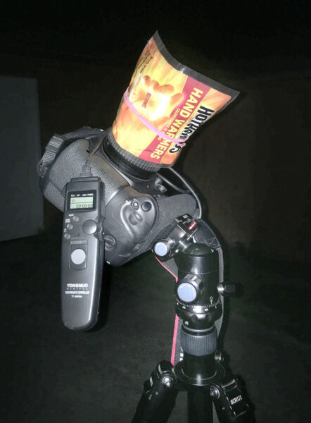 Camera with intervalometer for meteor photography