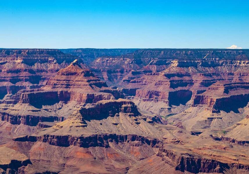 View of the striated rocks that line the magnificent Grand Canyon