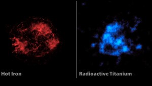 Chandra's hot iron map compared to NuSTAR's radiocative titanium map. NASA