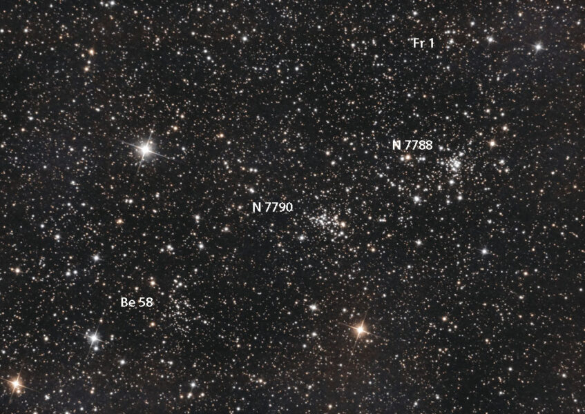 Cluster quad — NGC 7788, 7789, Frolov 1 and Be 58