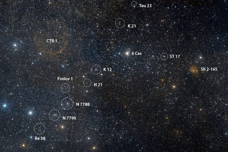 Cassiopeia open clusters map
