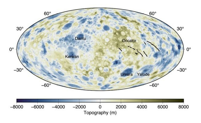 Topographic map of Ceres