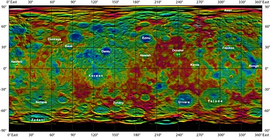 Topographic map of Ceres