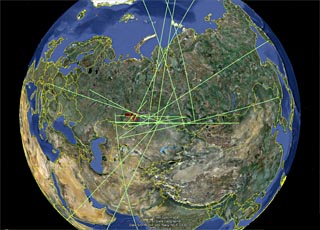 Chelyabinsk infrasound map