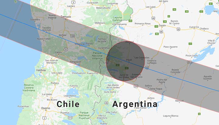 Chile-Argentina eclipse path in 2020