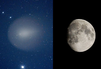 Comet Holmes and Moon on Nov. 21, 2007