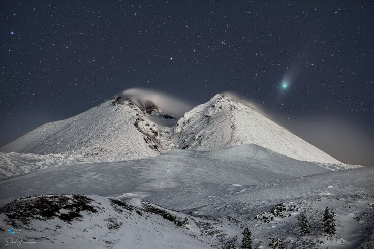 Comet ZTF (C/2022) and Mt. Etna