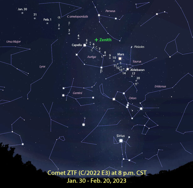 Comet ZTF (C/2022 E3) Feb. map