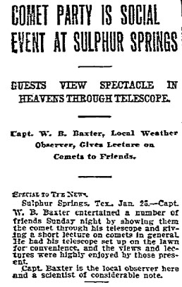 Comet-watching headline from 1910