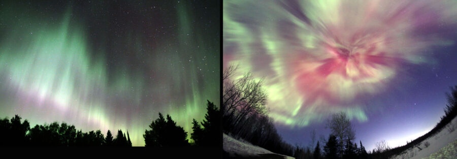 Coronal versus rayed arc aurora
