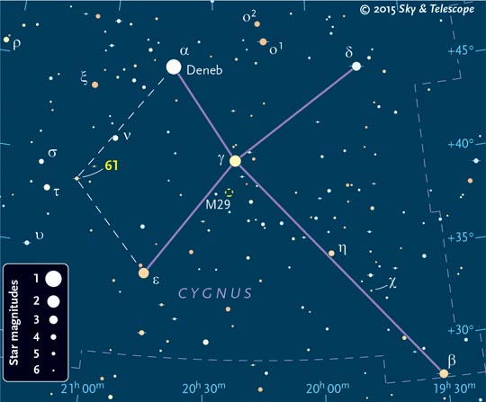 Himmelskarte von Cygnus, der Schwan