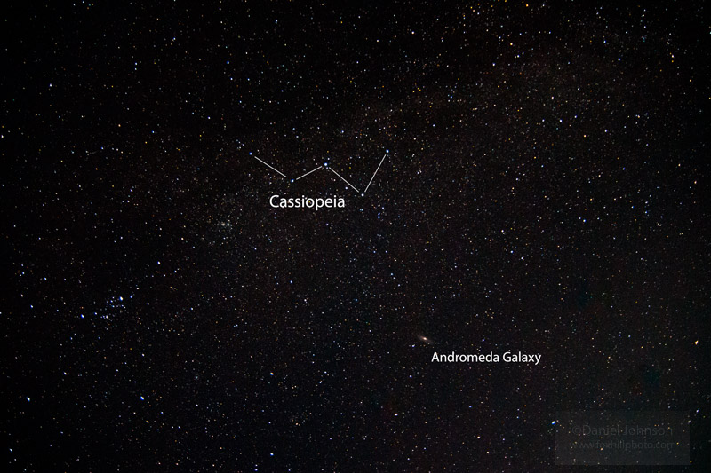 Stars; Cassiopeia constellation with the Andromeda Galaxy