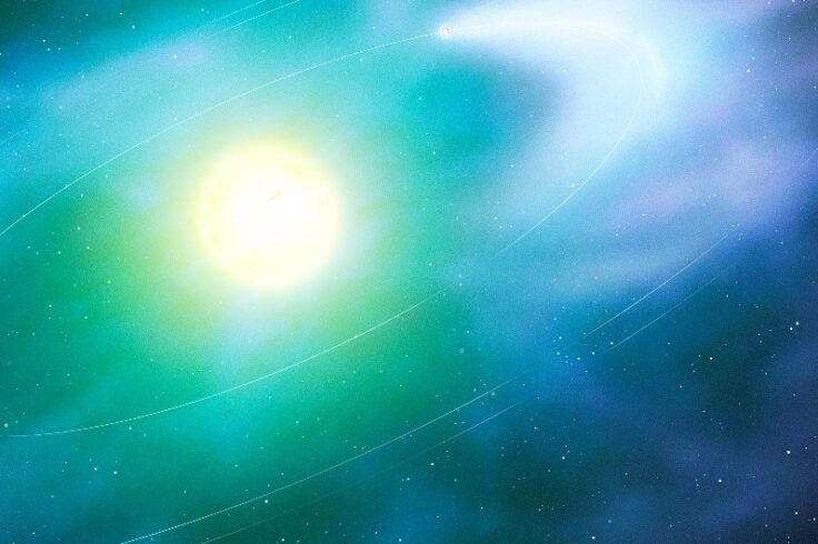 Artist's illustration of a possibly disintegrating planet