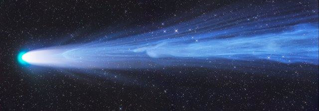 Comet Leonard's tail contains the wisps of a piece of comet that disconnected from the nucleus and is dissipating