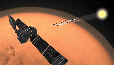 ExoMars Trace Gas Orbiter looks for methane (art)