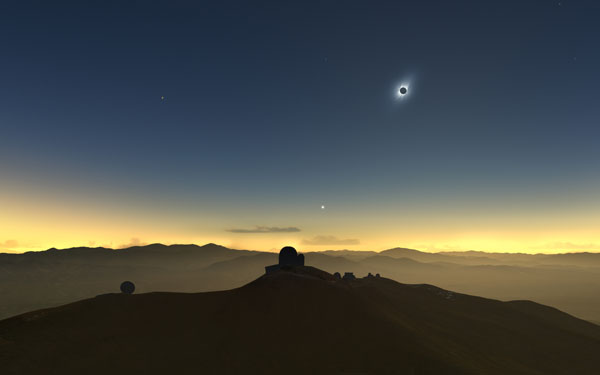 Artist's impression of 2019 totality over Chile