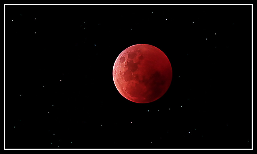 The red-shaded moon during lunar eclipse