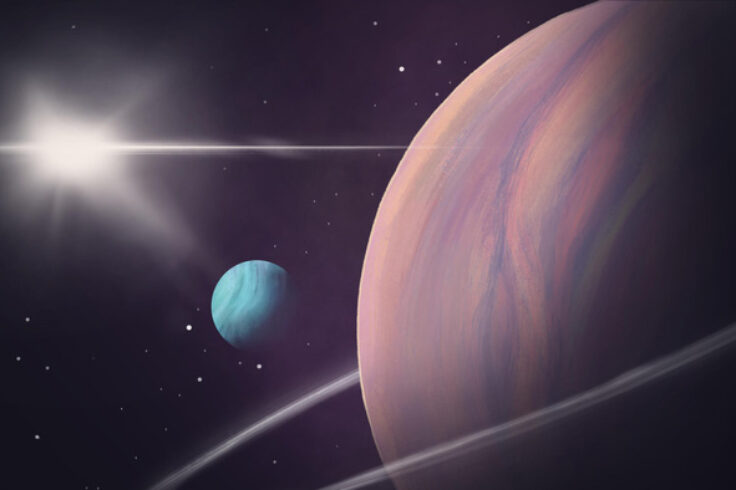 Neptune-size exomoon around a giant planet (art)