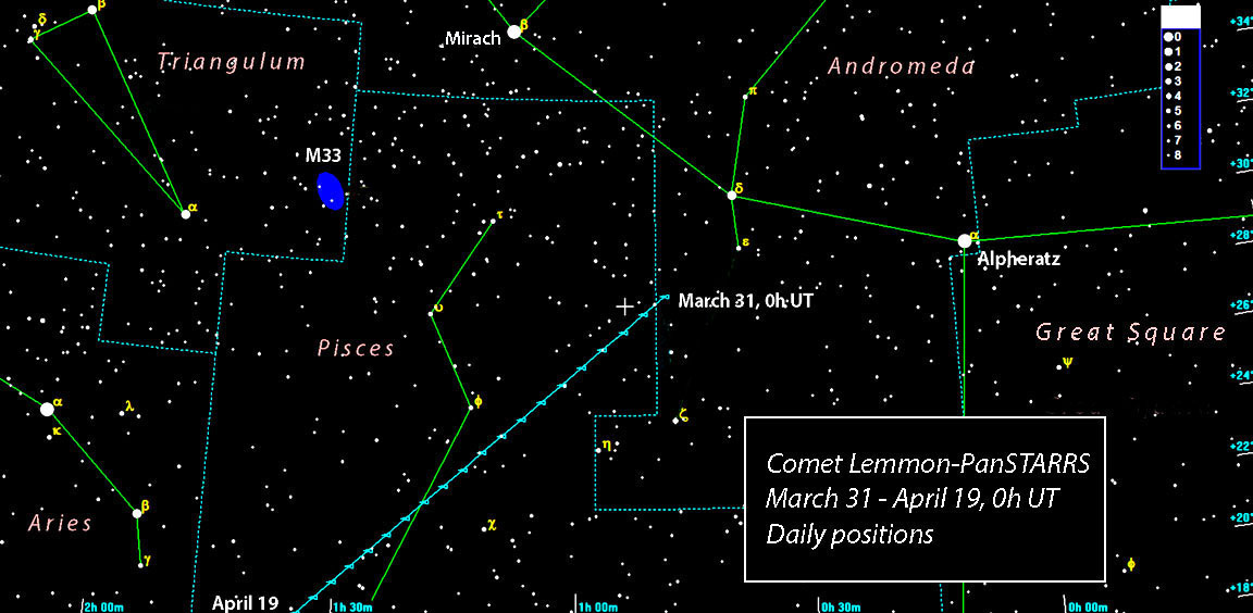 Kuyruklu yıldız Lemmon-PanSTARRS haritası
