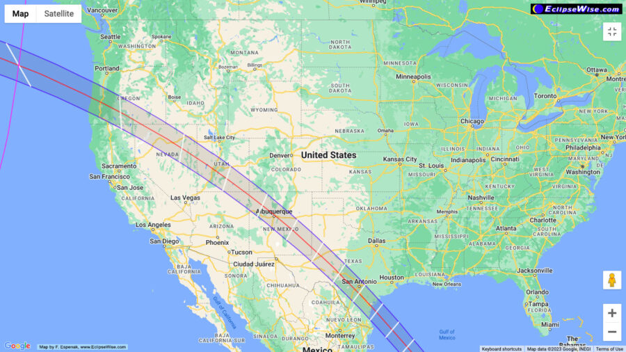 Map of annular eclipse