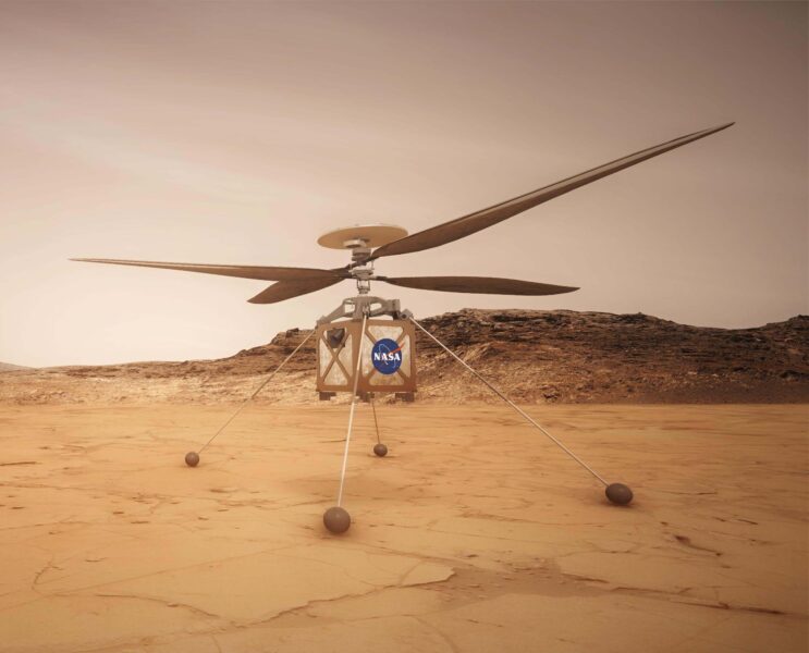 An artist's illustration of the Mars Helicopter 