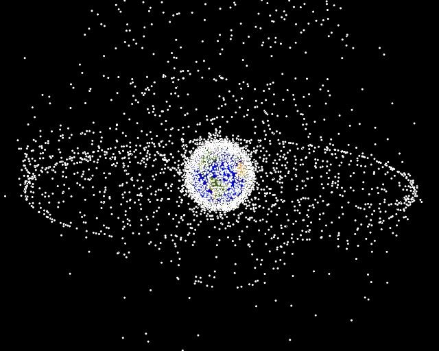 Space junk, including objects in geosynchronous orbit