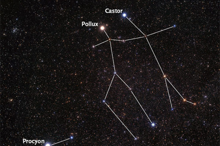 Photo of Gemini with Pollux and Castor and Canis Minor with Procyon