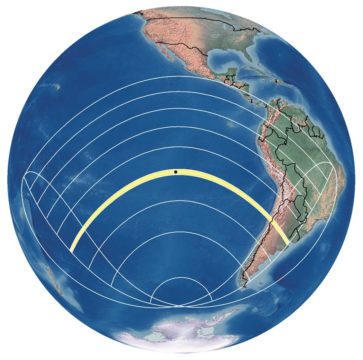 Global map for total solar eclipse July 2019